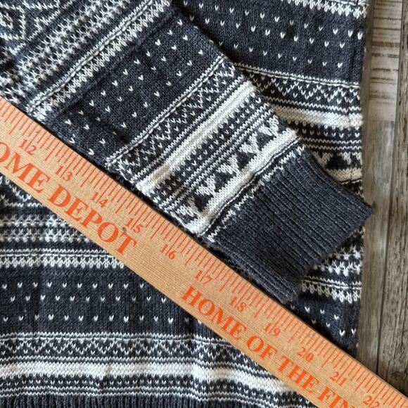 Womens Fair Isle Nordic Knit Sweater Size Medium Geometric Aztec Print Gray Prep - Picture 7 of 7